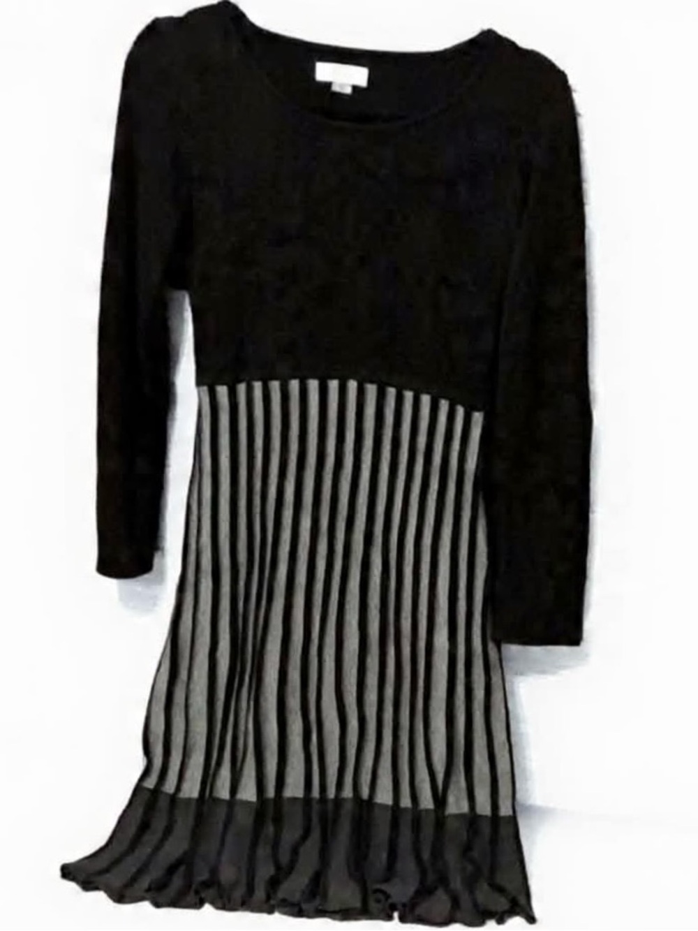 Calvin Klein Women’s Size Medium Knit Midi Dress – Black/Gray Pleated